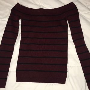 American Eagle off the shoulder maroon sweater